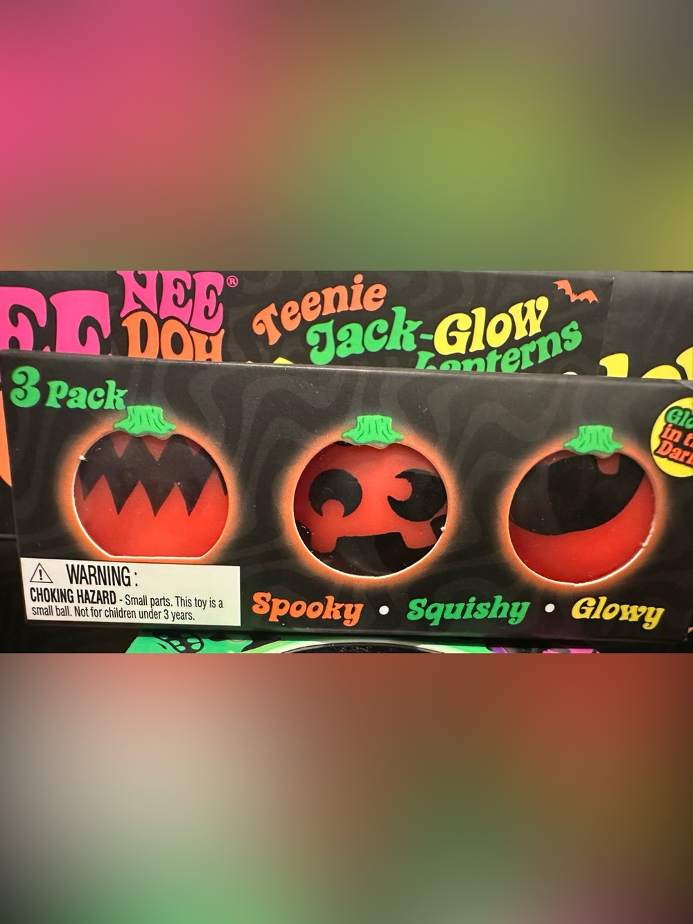 Teenie NeeDoh Jack-Glow Lantern - Orange Glow in the dark NWT (3 pack)